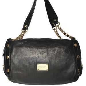Michael Kors Delancy Black Studded Leather Satchel